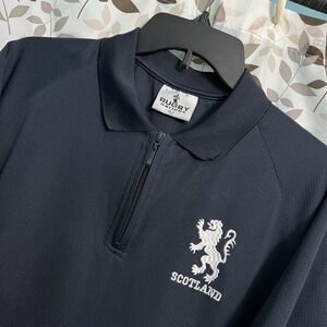 Scotland Rugby Shirt Mens L Blue Short Sleeve 1/4 Zip Embroidered Rugby Nation